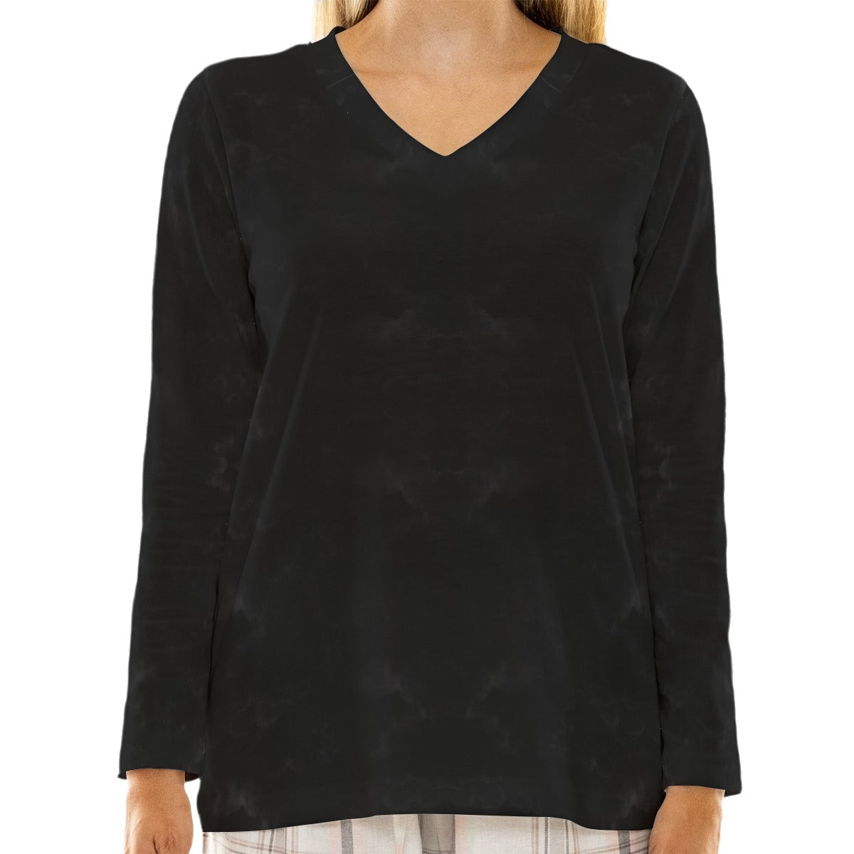 Women's Loose V-Neck T-Shirt With Long Sleeve