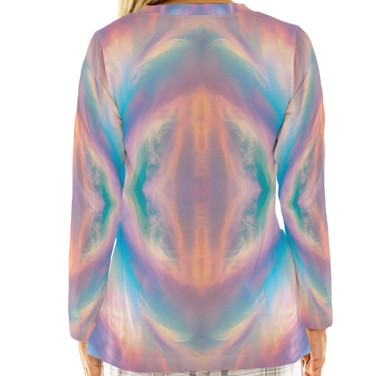 Women's Loose V-Neck T-Shirt With Long Sleeve