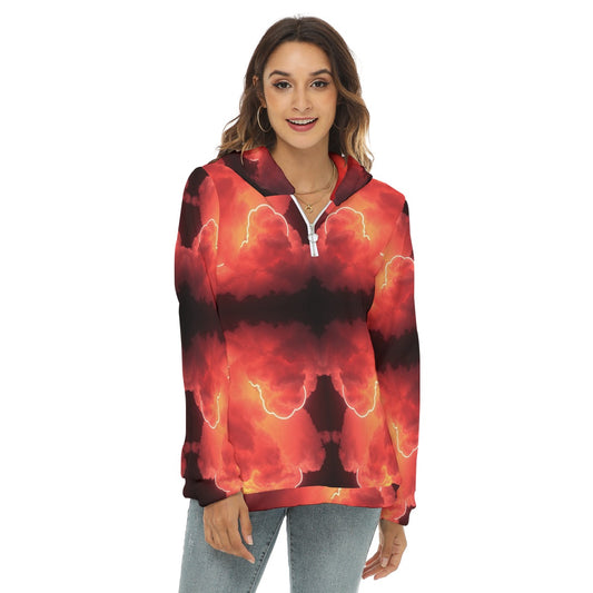 Women's Borg Fleece Hoodie With Half Zip