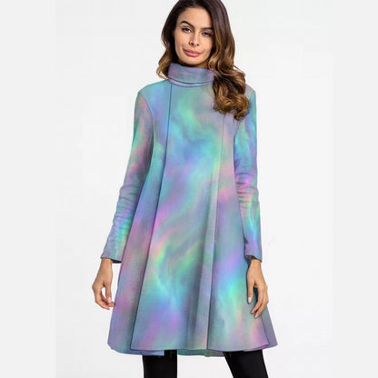 Women's High Neck Dress With Long Sleeve