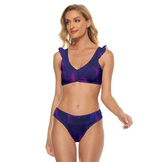 Women's Bikini Swimsuit With Ruffle Cuff Bra