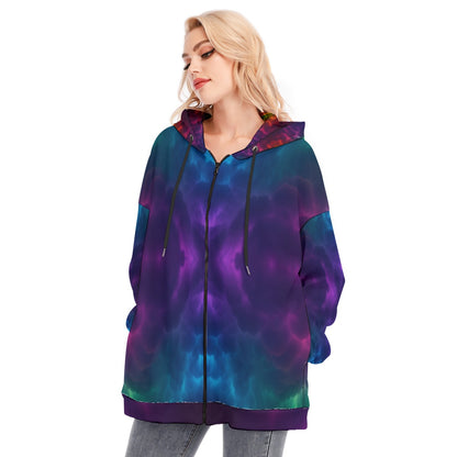 Women's Long Hoodie With Zipper Closure