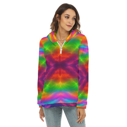 Women's Borg Fleece Hoodie With Half Zip