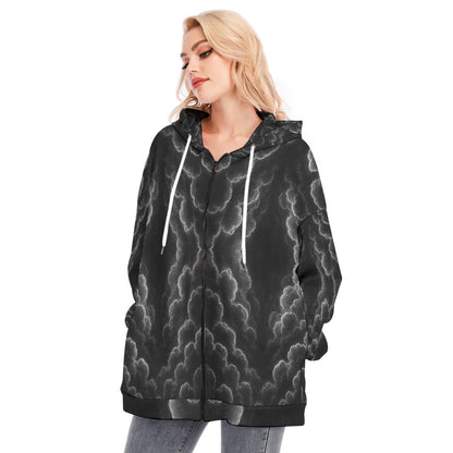Women's Long Hoodie With Zipper Closure