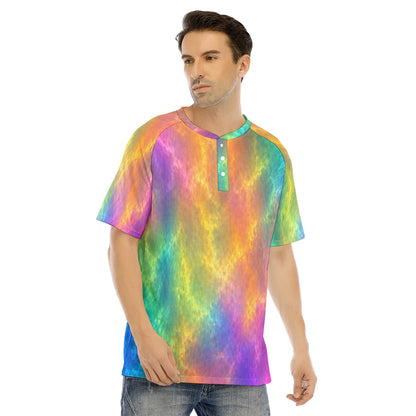Men's Raglan Sleeve T-shirt With Button Closure