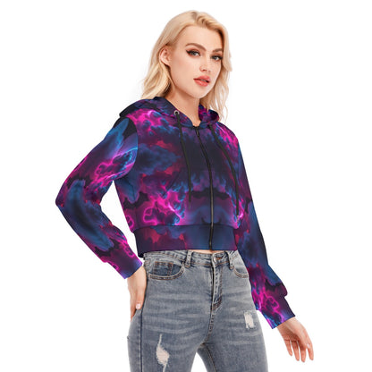 Women's Crop Top Hoodie With Zipper Closure