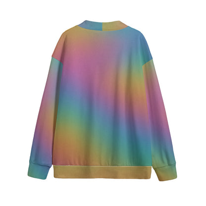 Unisex V-neck Knitted Fleece Cardigan With Button Closure