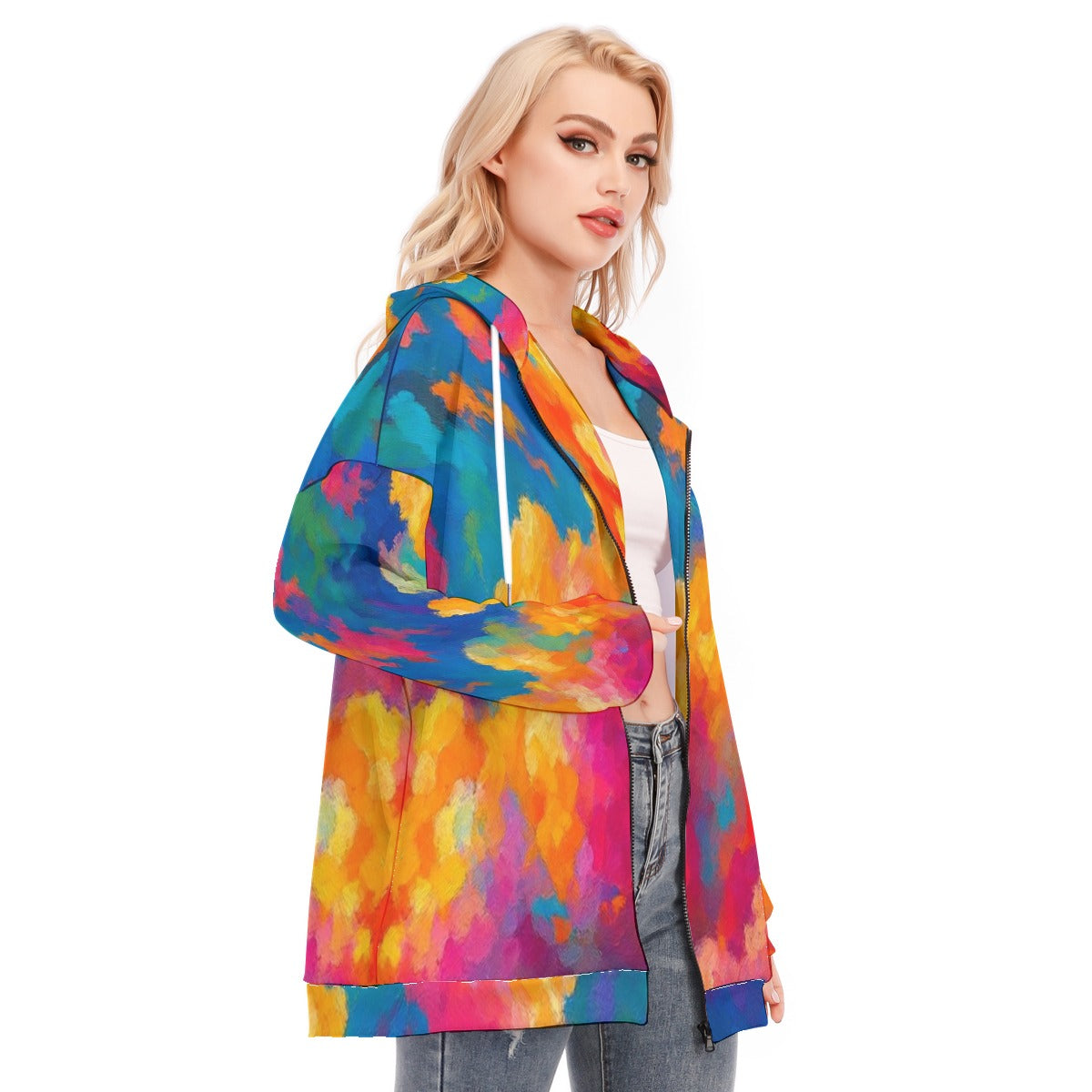 Women's Long Hoodie With Zipper Closure