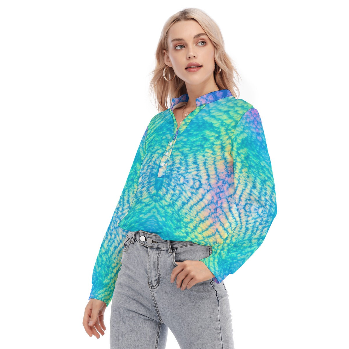 Women's Long Sleeve Blouse With Button Closure