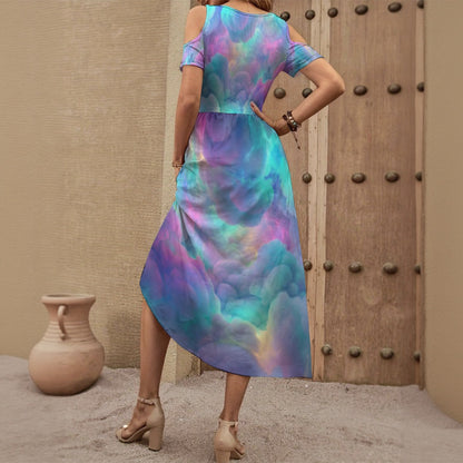 Women's V-neck Off-shoulder Dress