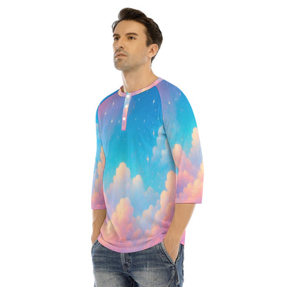 Men's Bracelet Sleeve T-shirt With Button Closure - view 3