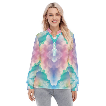 Women's Long Sleeve Blouse With Button Closure