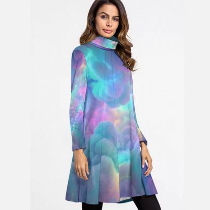 Women's High Neck Dress With Long Sleeve