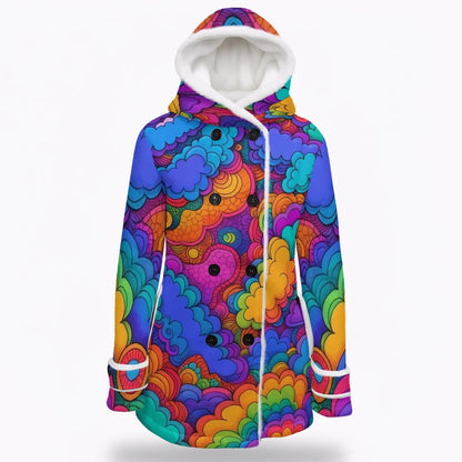 Women's Hooded Double-Breasted Winter Coat With Fleece