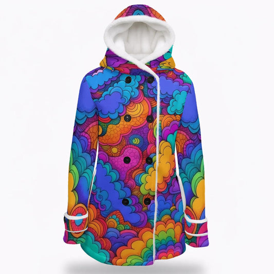 Women's Hooded Double-Breasted Winter Coat With Fleece