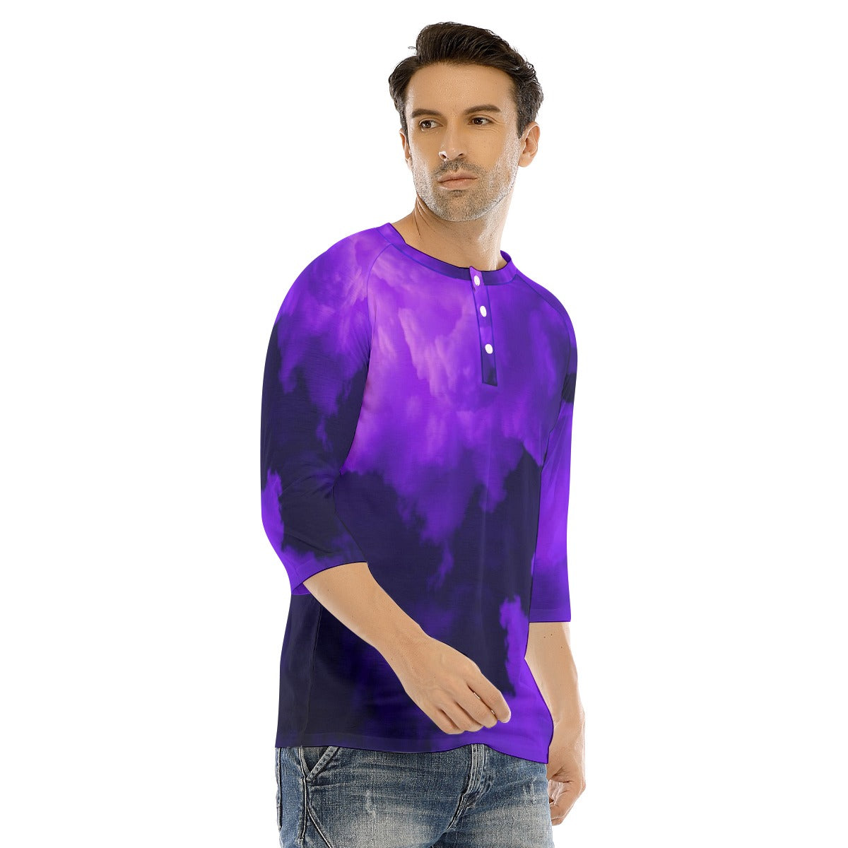 Men's Bracelet Sleeve T-shirt With Button Closure - view 2