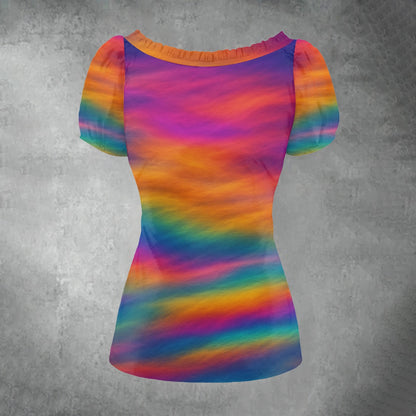 Women's Puff Sleeve Pleated Shirt