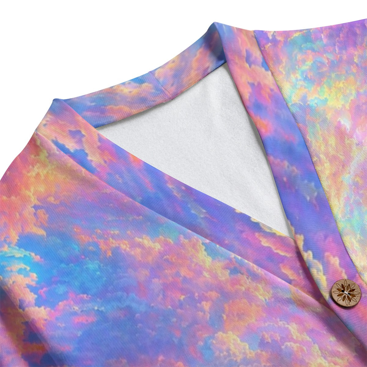 Unisex V-neck Knitted Fleece Cardigan With Button Closure