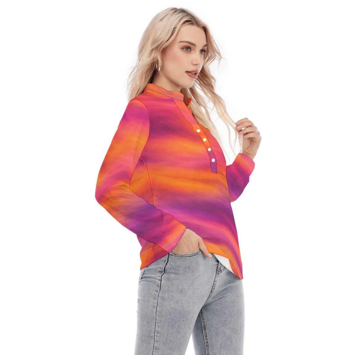 Women's Long Sleeve Blouse With Button Closure