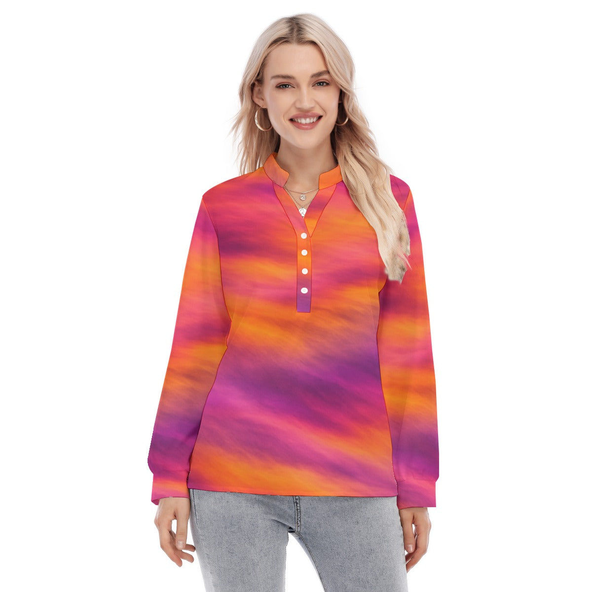 Women's Long Sleeve Blouse With Button Closure