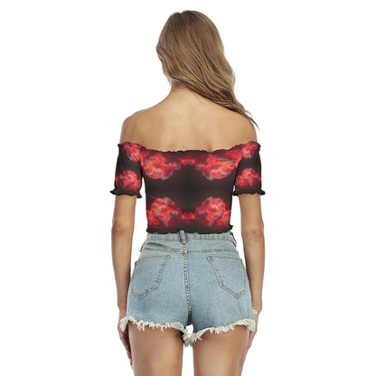 Women's One-shoulder Off-the-navel Short Sleeve T-shirt