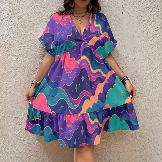 Women's Floral V-Neck Short Sleeve Dress by O’Nimbus
