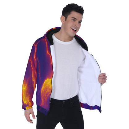 Men's Heavy Fleece Raglan Zip Up Hoodie With Pocket