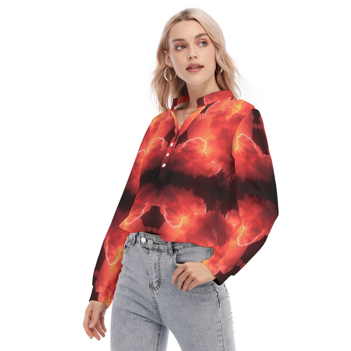 Women's Long Sleeve Blouse With Button Closure