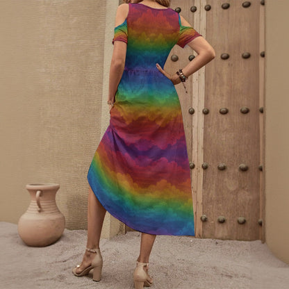 Women's V-neck Off-shoulder Dress