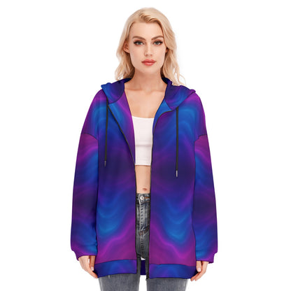 Women's Long Hoodie With Zipper Closure