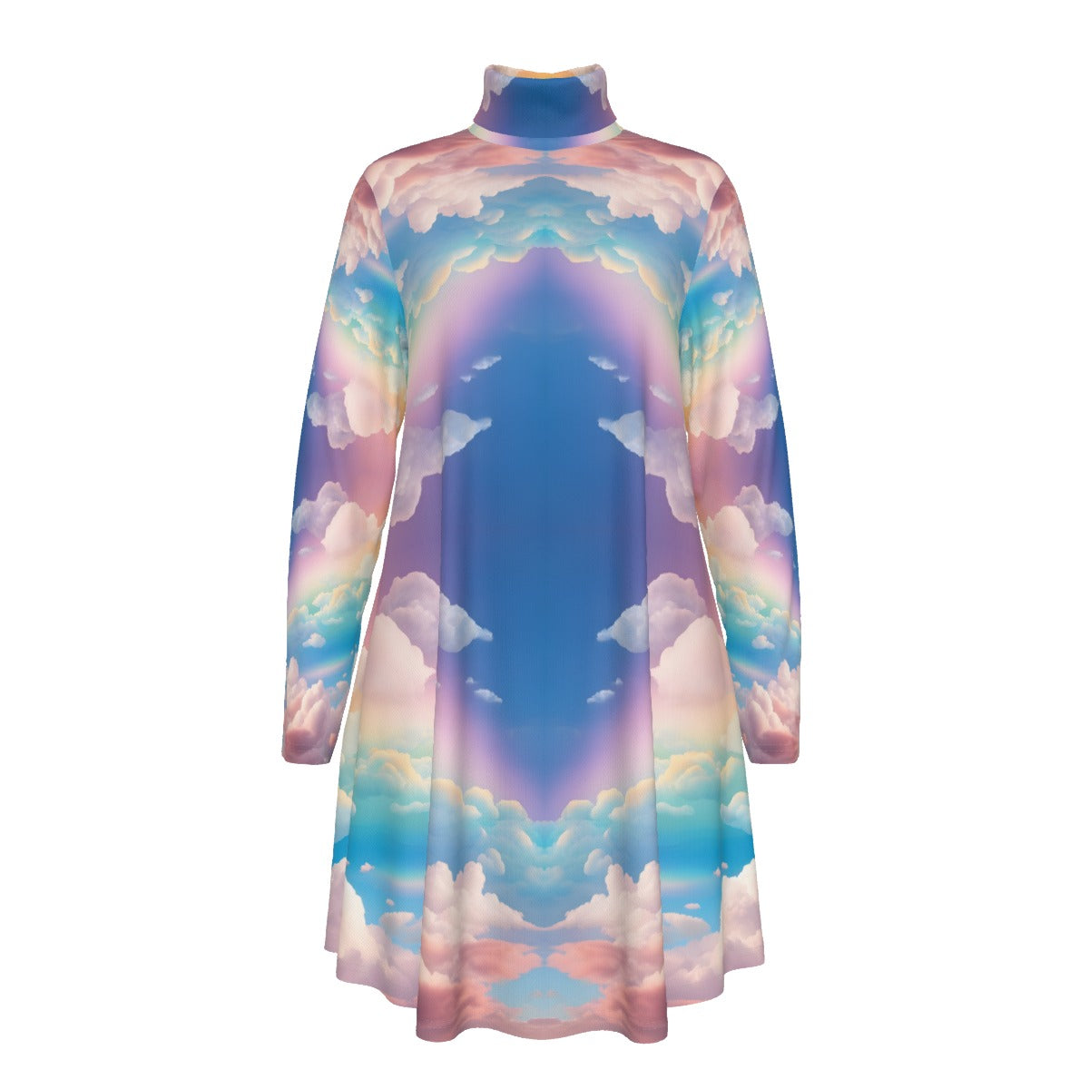 Women's High Neck Dress With Long Sleeve