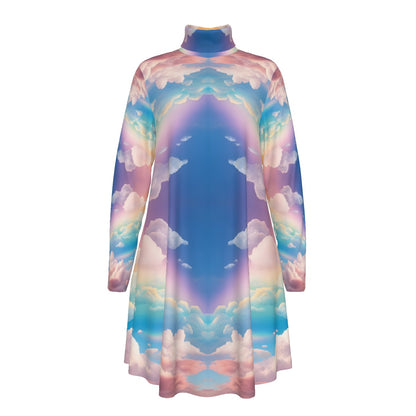 Women's High Neck Dress With Long Sleeve