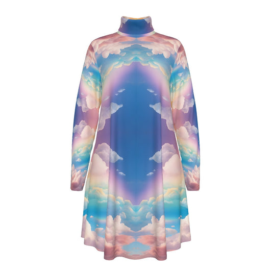 Women's High Neck Dress With Long Sleeve