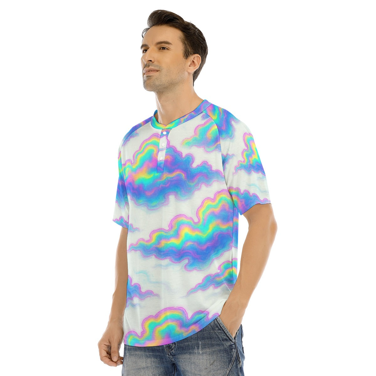 Men's Raglan Sleeve T-shirt With Button Closure
