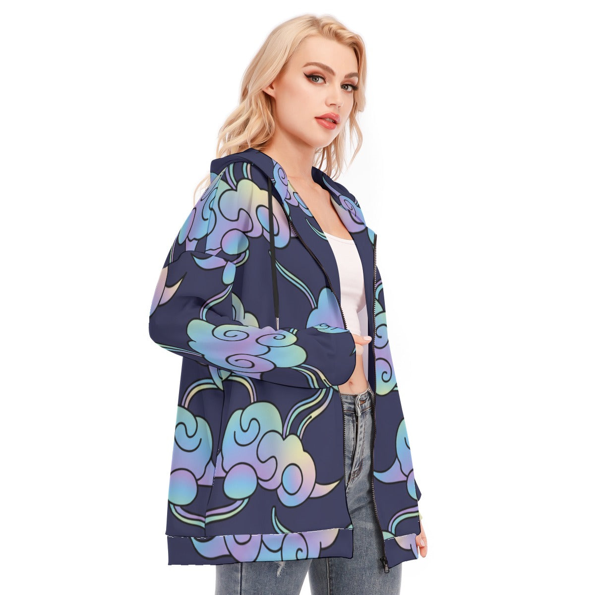 Women's Long Hoodie With Zipper Closure
