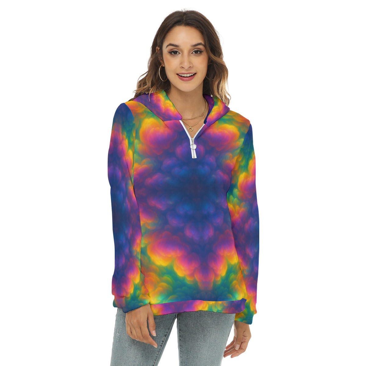 Women's Borg Fleece Hoodie With Half Zip