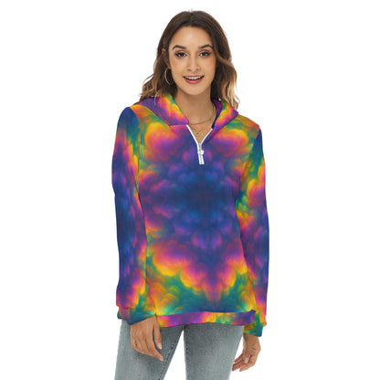 Women's Borg Fleece Hoodie With Half Zip