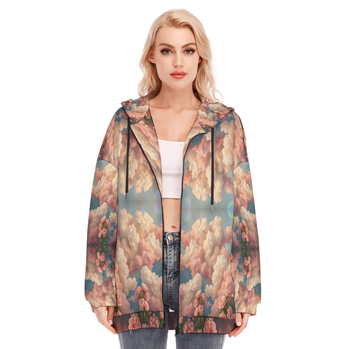 Women's Long Hoodie With Zipper Closure