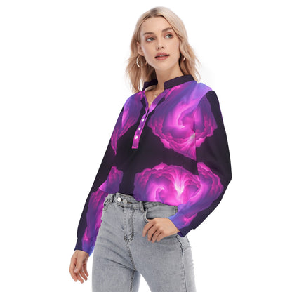 Women's Long Sleeve Blouse With Button Closure