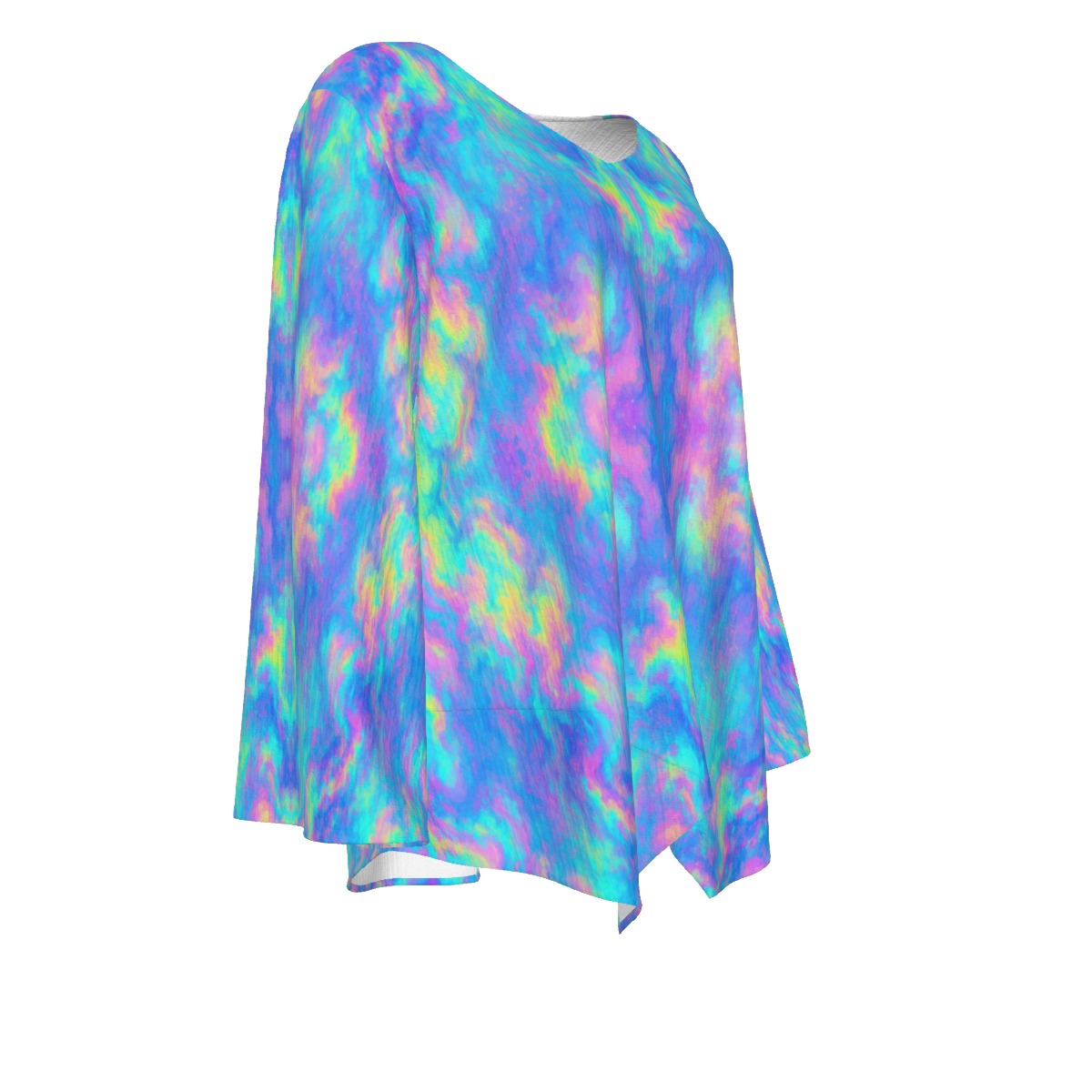 Women's V-neck T-shirt With Irregular Hem