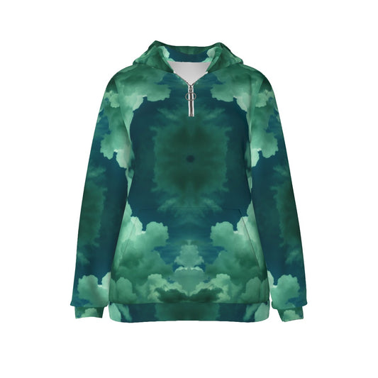 Women's Borg Fleece Hoodie With Half Zip