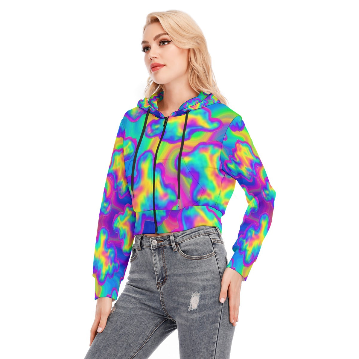 Women's Crop Top Hoodie With Zipper Closure