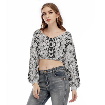 Women's V-neck Long Sleeve Cropped Sweatshirt