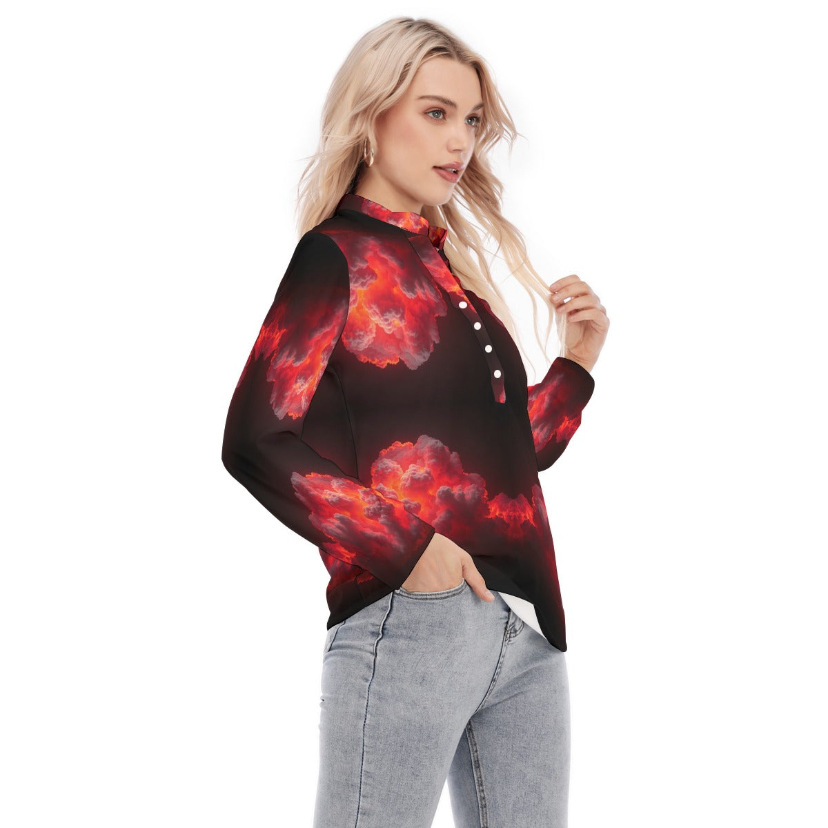 Women's Long Sleeve Blouse With Button Closure