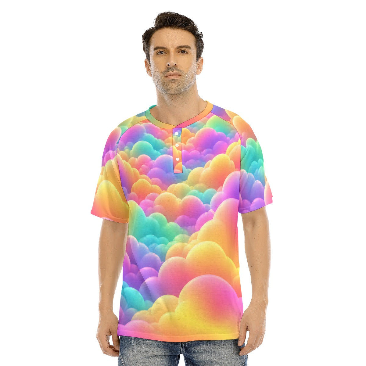 Men's Raglan Sleeve T-shirt With Button Closure