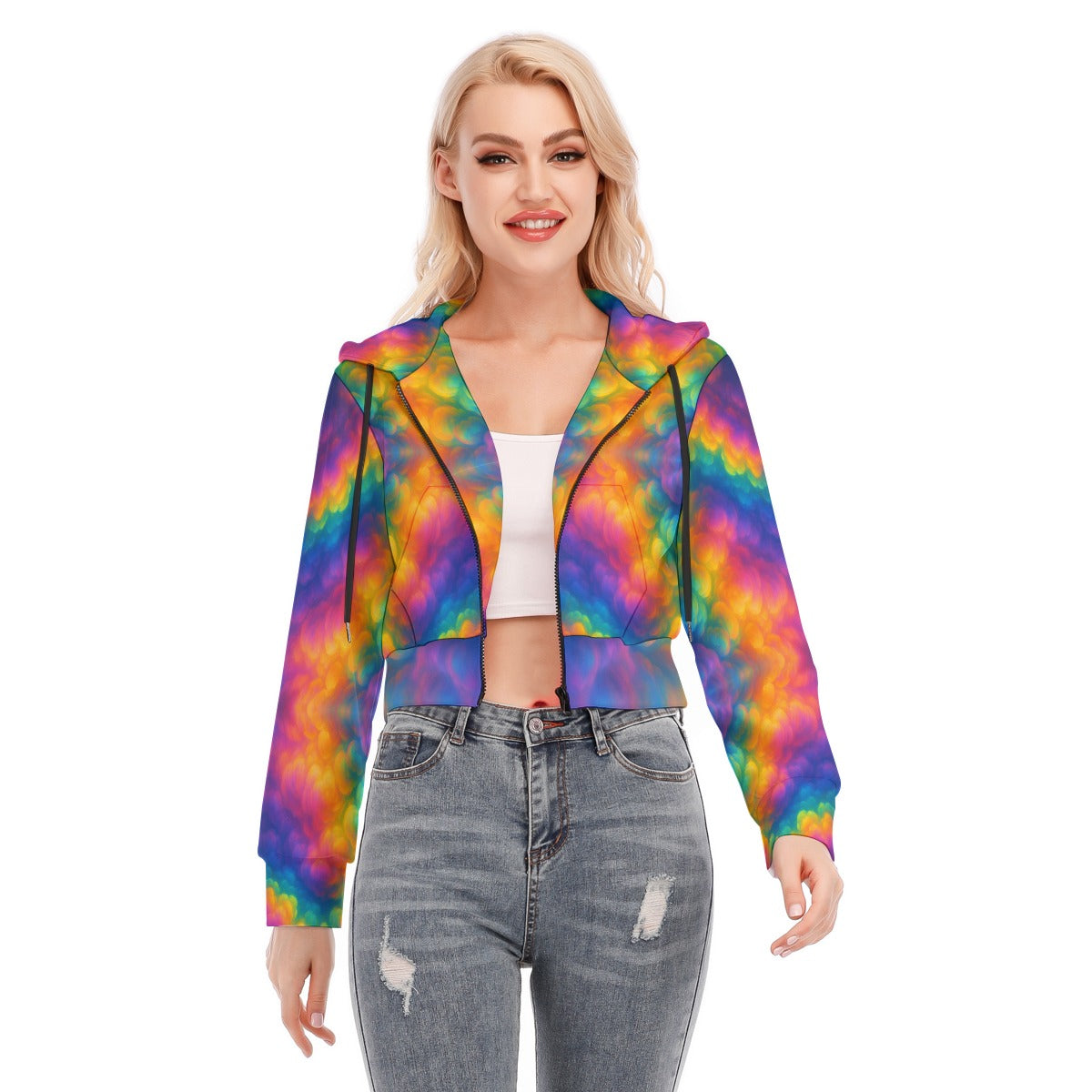 Women's Crop Top Hoodie With Zipper Closure