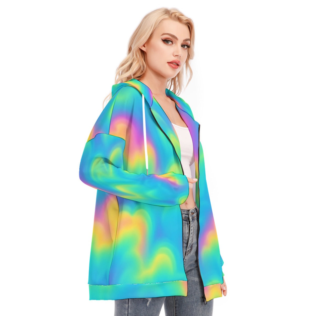 Women's Long Hoodie With Zipper Closure