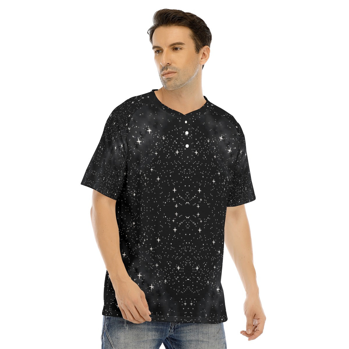 Men's Raglan Sleeve T-shirt With Button Closure