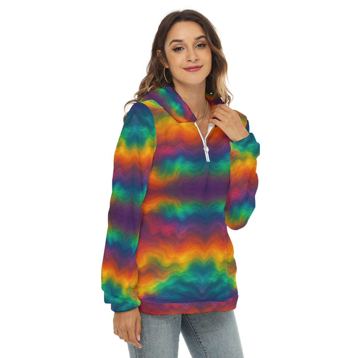 Women's Borg Fleece Hoodie With Half Zip