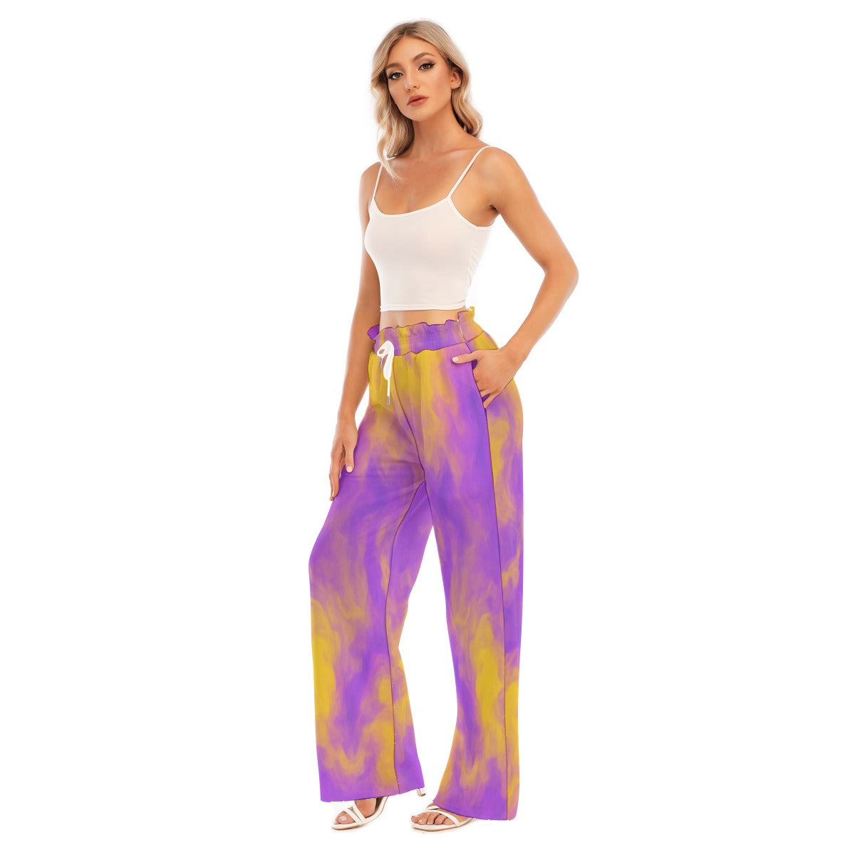 Women's Waist Fungus Edge Wide-leg Pants